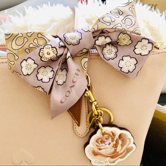 Coach Accessories - NWOT: COACH Tea Rose Print, Silk, Skinny Scarf